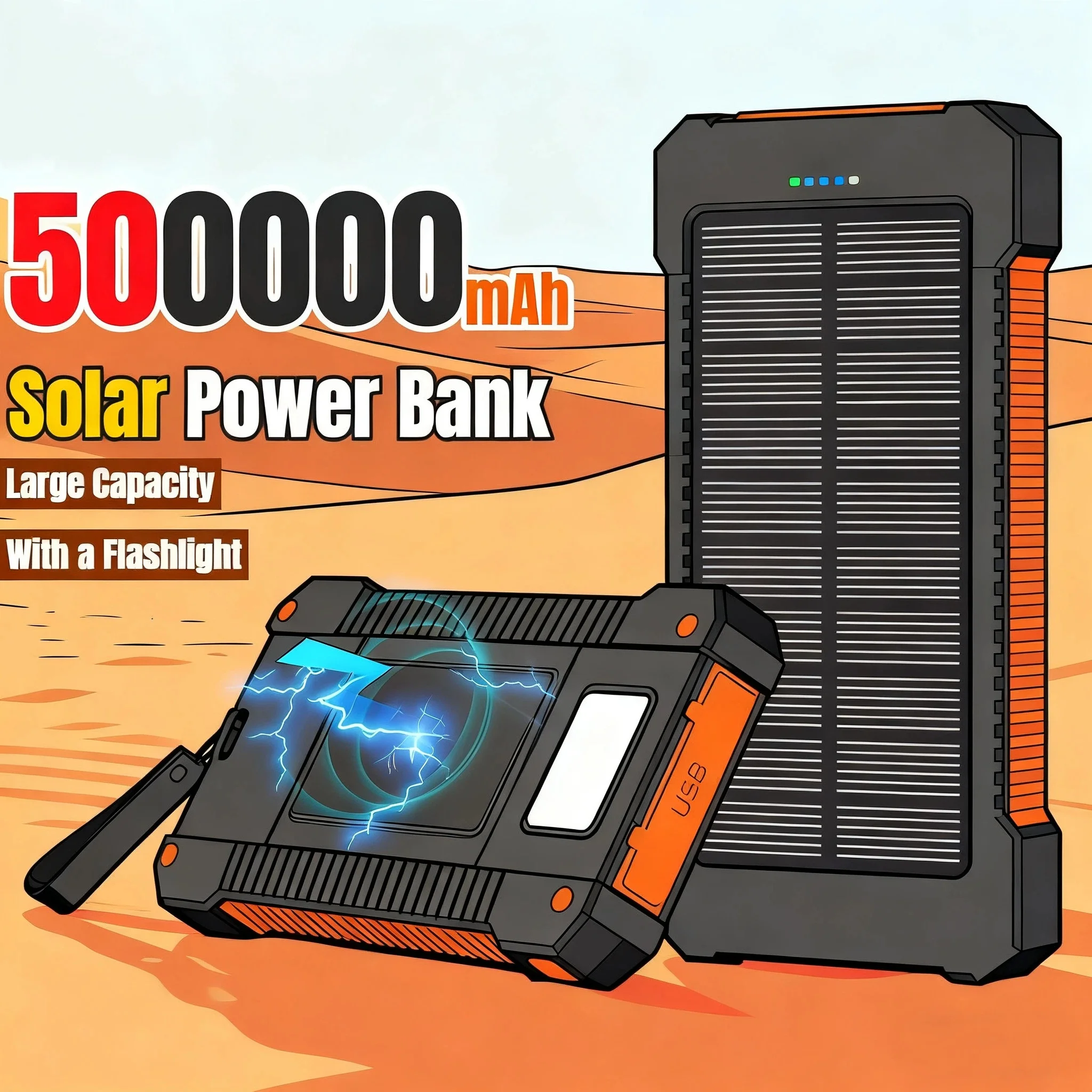 500000mAh Waterproof Outdoor S - огляд і ціна Solar Charger Panel Foldable